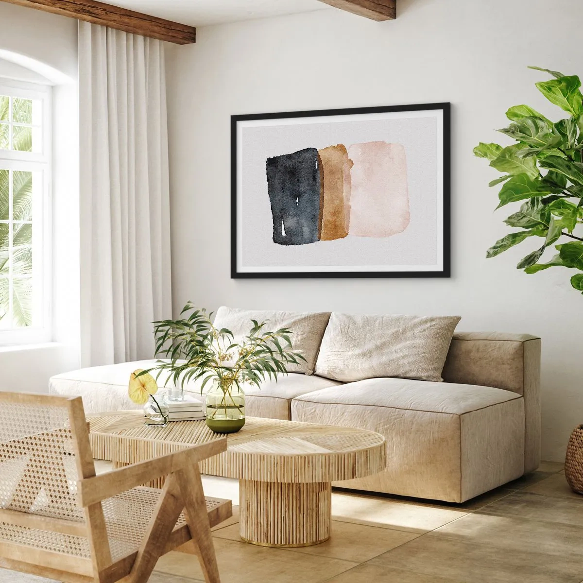 Poster in een zwarte lijst - De samenstelling van de kleuren van de aarde - 100x70 cm