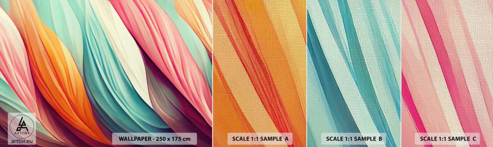 Fotobehang Monster Premium Canvas - Regenboog geweven - Pastel, Lijnen, Abstractie - 100x30 cm