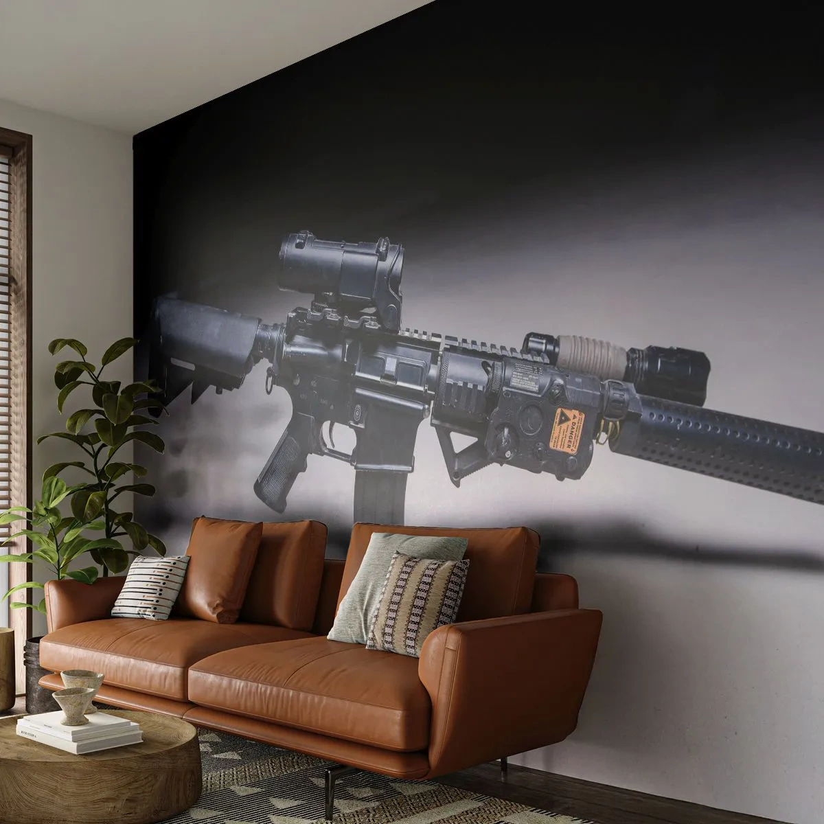 Fotobehang Standard Eco - Donkere ridder - Leger, Geweer, Wapen - 400x280 cm