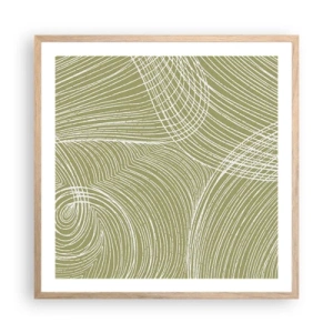 Een poster in een licht eiken lijst - Ingewikkelde abstractie in wit - 60x60 cm
