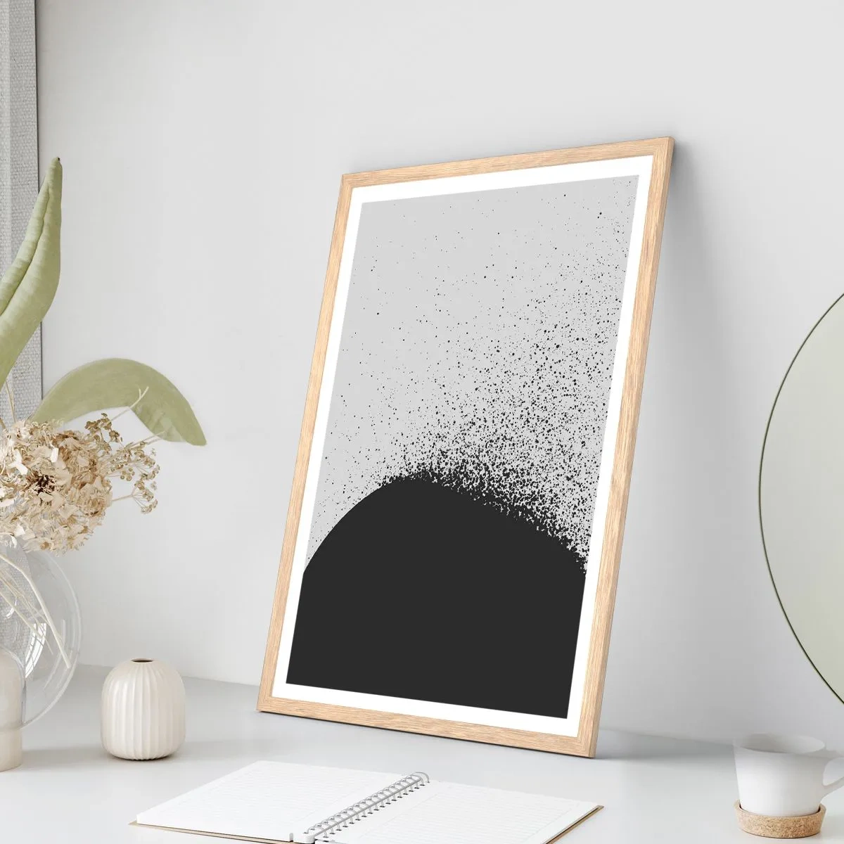 Een poster in een licht eiken lijst - Beweging van moleculen - 30x40 cm