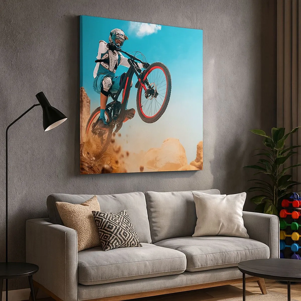 Schilderen op canvas - Fiets waanzin demon - 30x30 cm