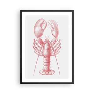Poster in een zwarte lijst - Vintage kreefttekening op een lichte achtergrond - 50x70cm - Een kreeft waardig Homer - Moderne wanddecoratie voor woonkamer en slaapkamer ARTTOR