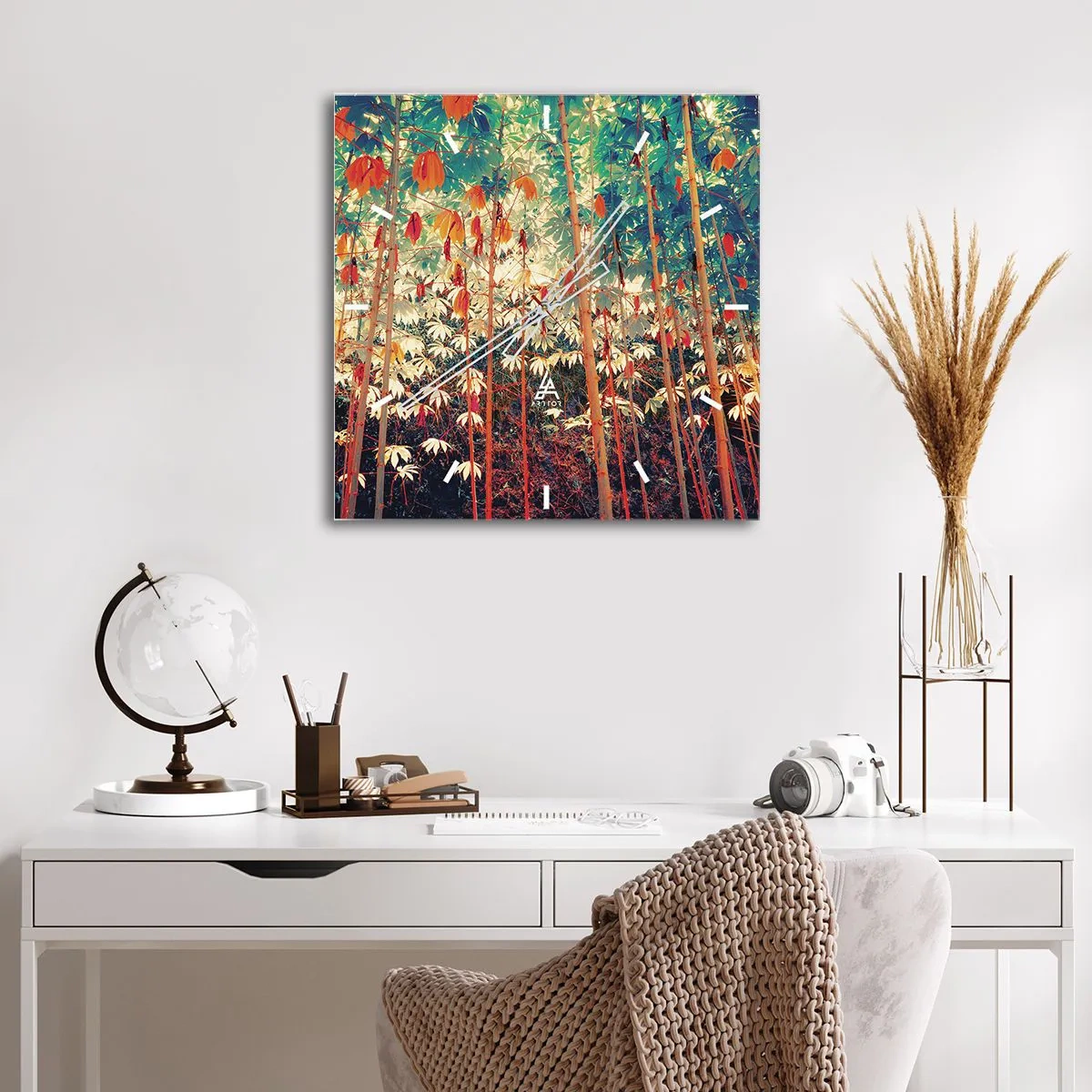 Wandklok - Klok - Het geheime leven van de bladeren - 40x40 cm