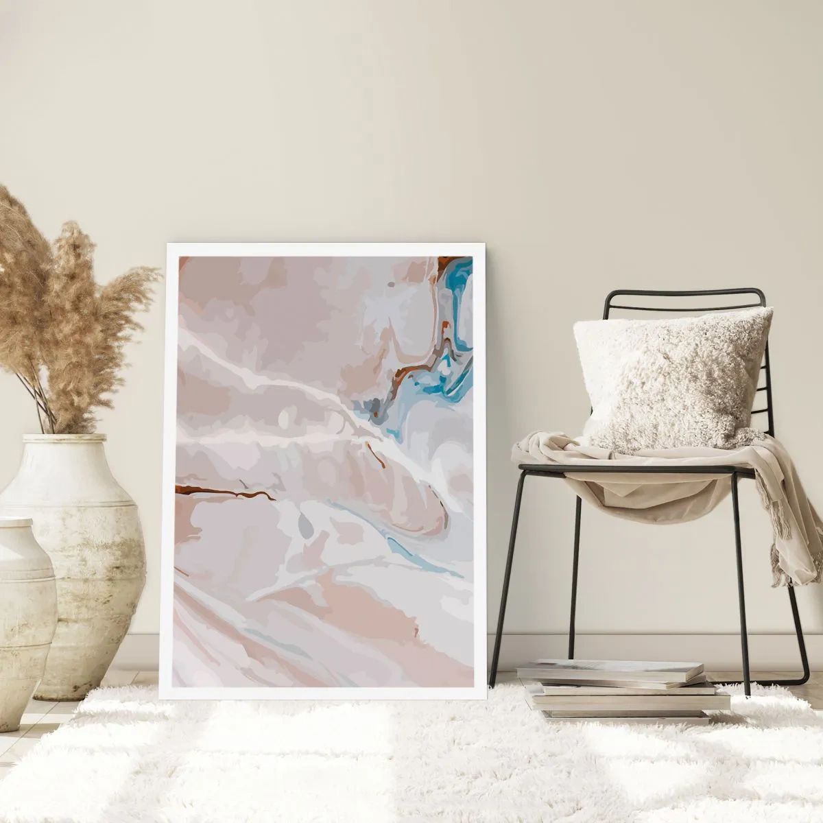 Poster - Blauw kronkelt onder het wit - 40x50 cm