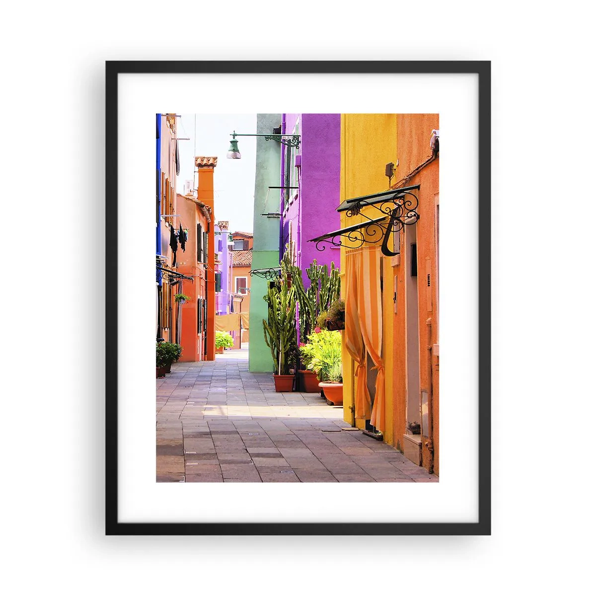 Poster in een zwarte lijst - Regenboogsteeg - 40x50 cm