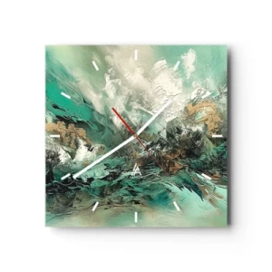 Wandklok - Klok - Emerald en zwarte branding - 30x30 cm