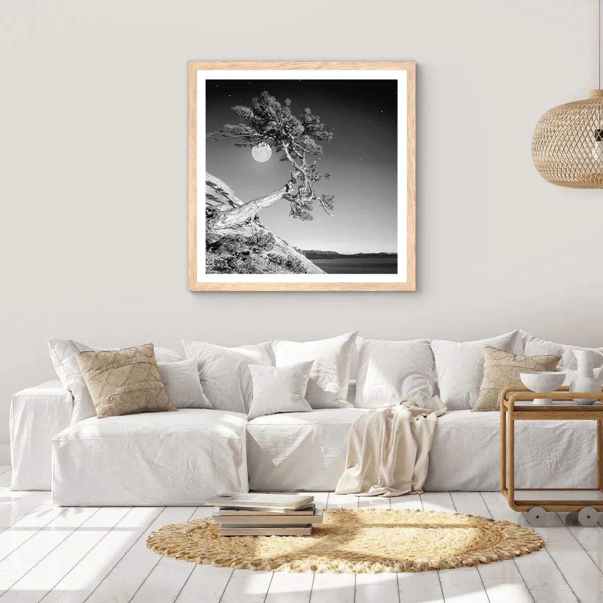 Een poster in een licht eiken lijst - Een zegevierende jager - 40x40 cm