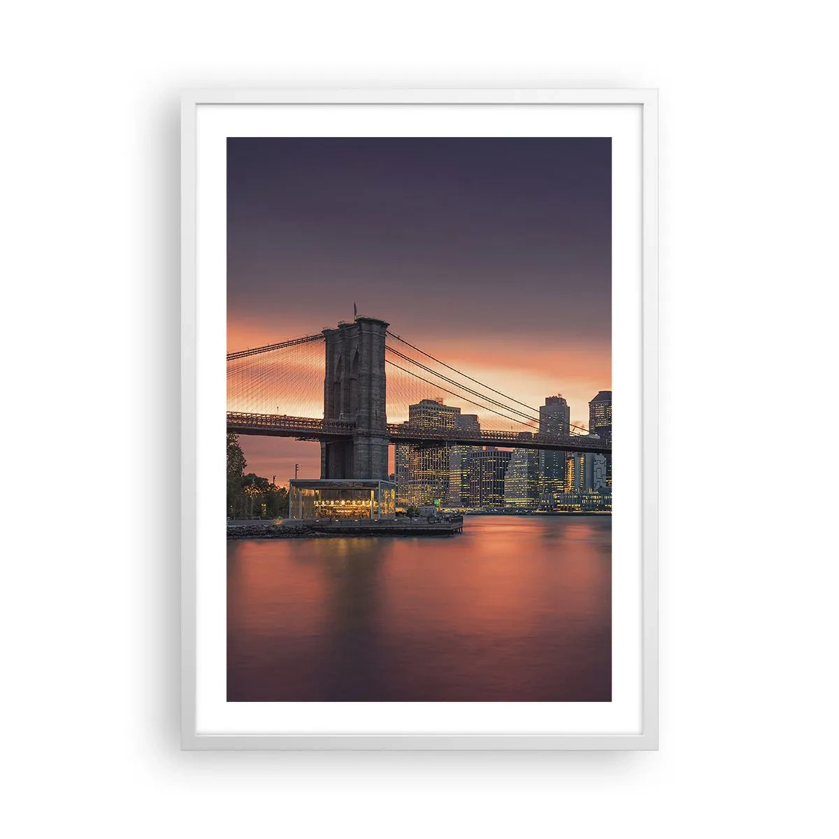 Poster in een witte lijst - Ondergedompeld in lila stilte - 50x70 cm