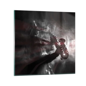 Schilderen op glas - In de dampen van jazz - 50x50 cm