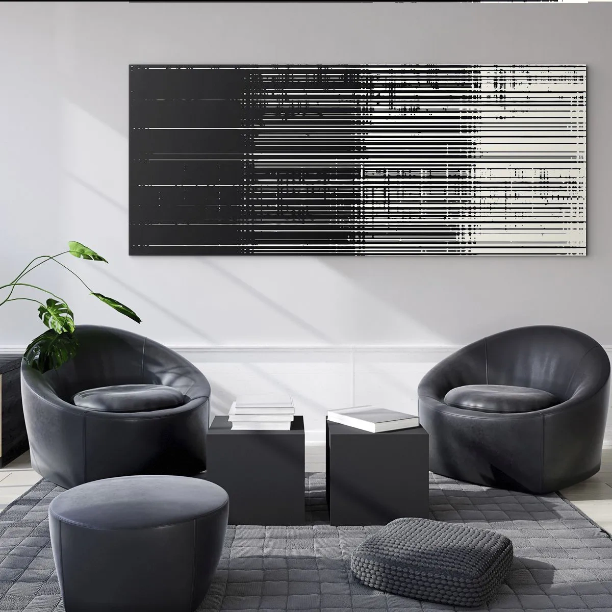 Schilderen op glas - Golven en vibraties - 120x50 cm