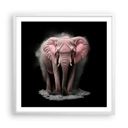 Poster in een witte lijst - Denk niet aan een roze olifant! - 60x60 cm