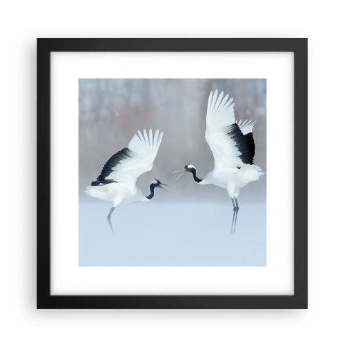 Poster in een zwarte lijst - Dans in de mist - 30x30 cm