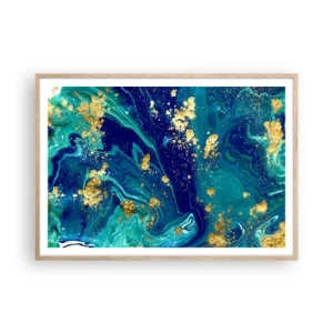 Een poster in een licht eiken lijst - De bloemblaadjes van de zon - 100x70 cm