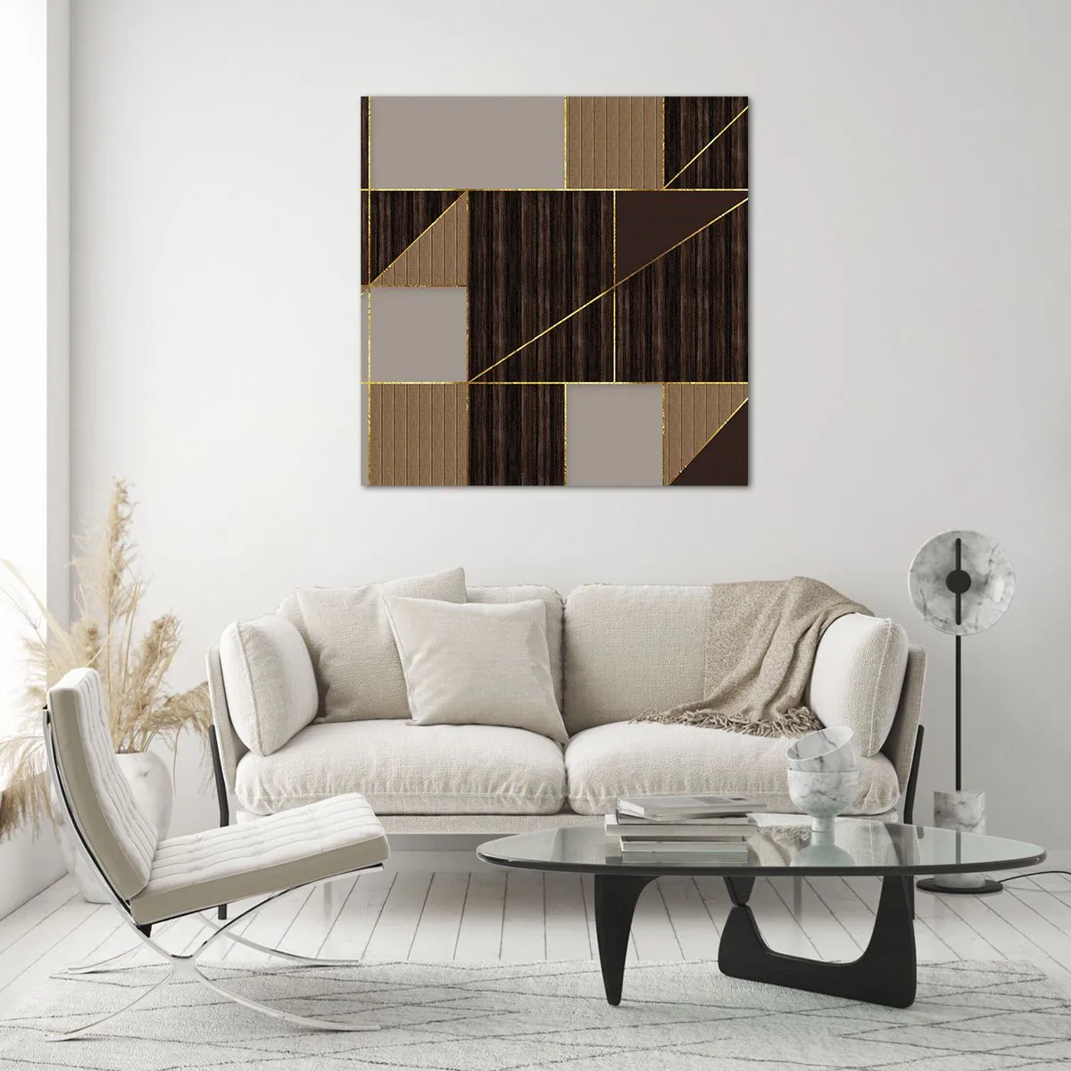 Schilderen op glas - Een mozaïek van bruin en goud - 40x40 cm