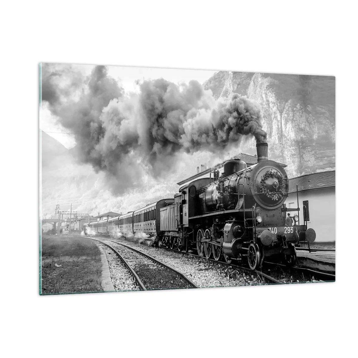 Schilderen op glas - Staat op het station... - 120x80 cm