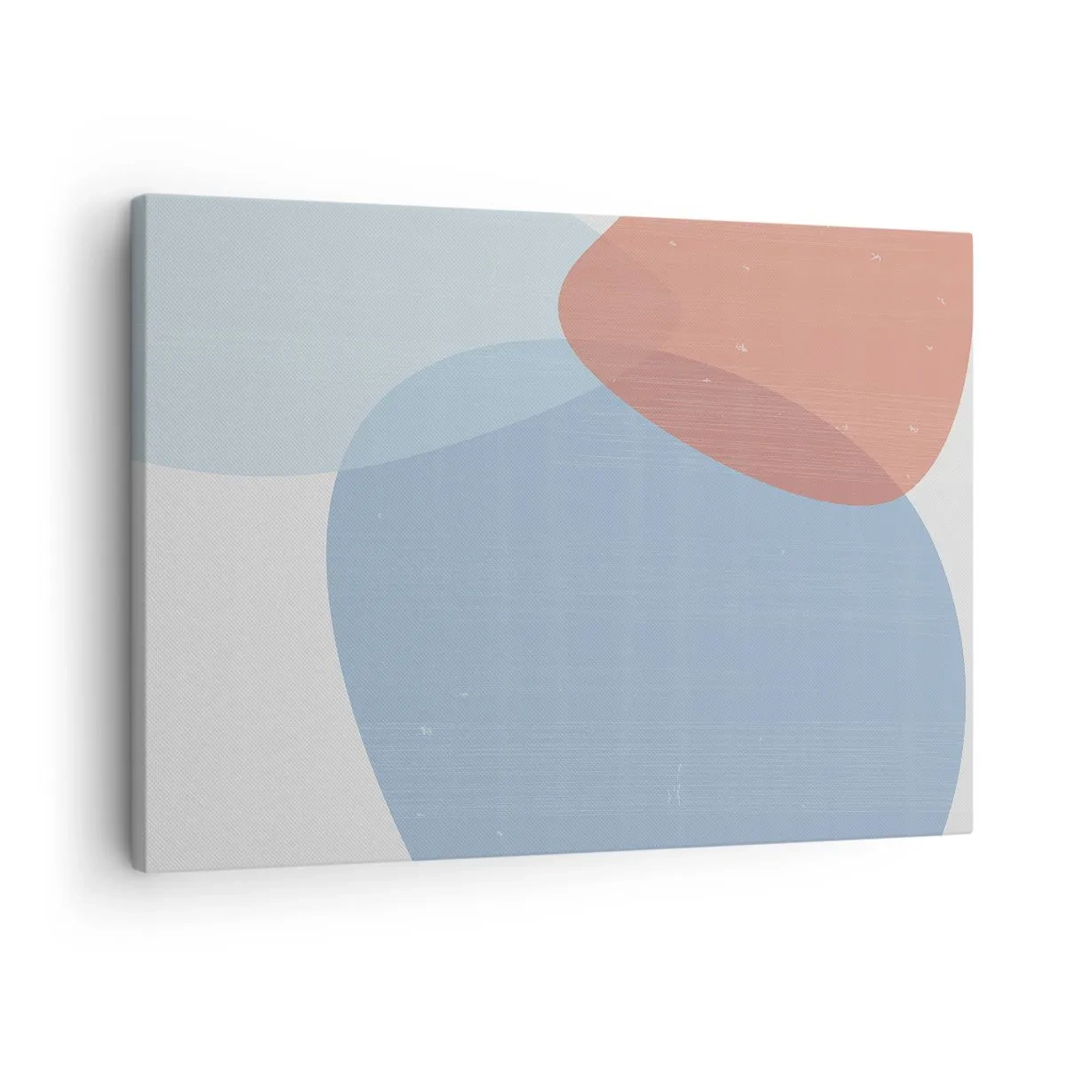 Schilderen op canvas - Een abstracte compositie in pasteltinten blauw en roze met organische vormen. - 70x50cm - Pastelkleurige relaties - Moderne wanddecoratie voor woonkamer en slaapkamer ARTTOR