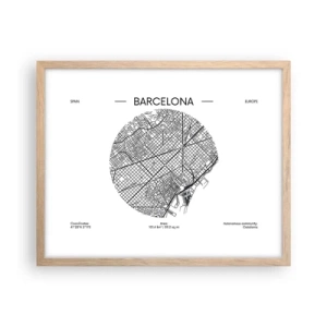 Een poster in een licht eiken lijst - Anatomie van Barcelona - 50x40 cm