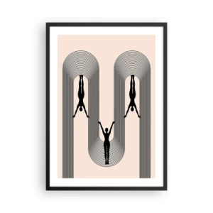 Poster in een zwarte lijst - Minimalistische silhouetten in een geometrische compositie - 50x70cm - Op zijn kop - Moderne wanddecoratie voor woonkamer en slaapkamer ARTTOR