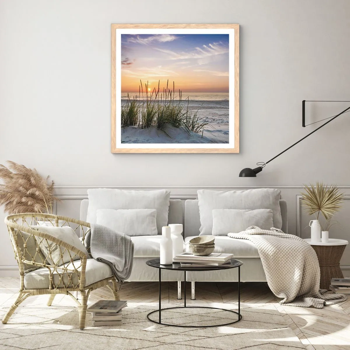 Een poster in een licht eiken lijst - Kijk, denk, voel - 60x60 cm