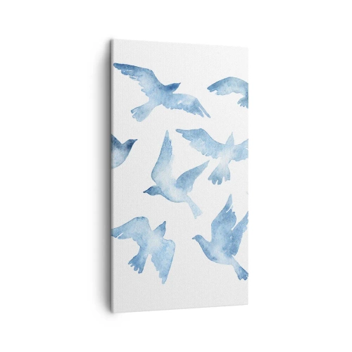 Schilderen op canvas - Blauwe vogels - 45x80 cm