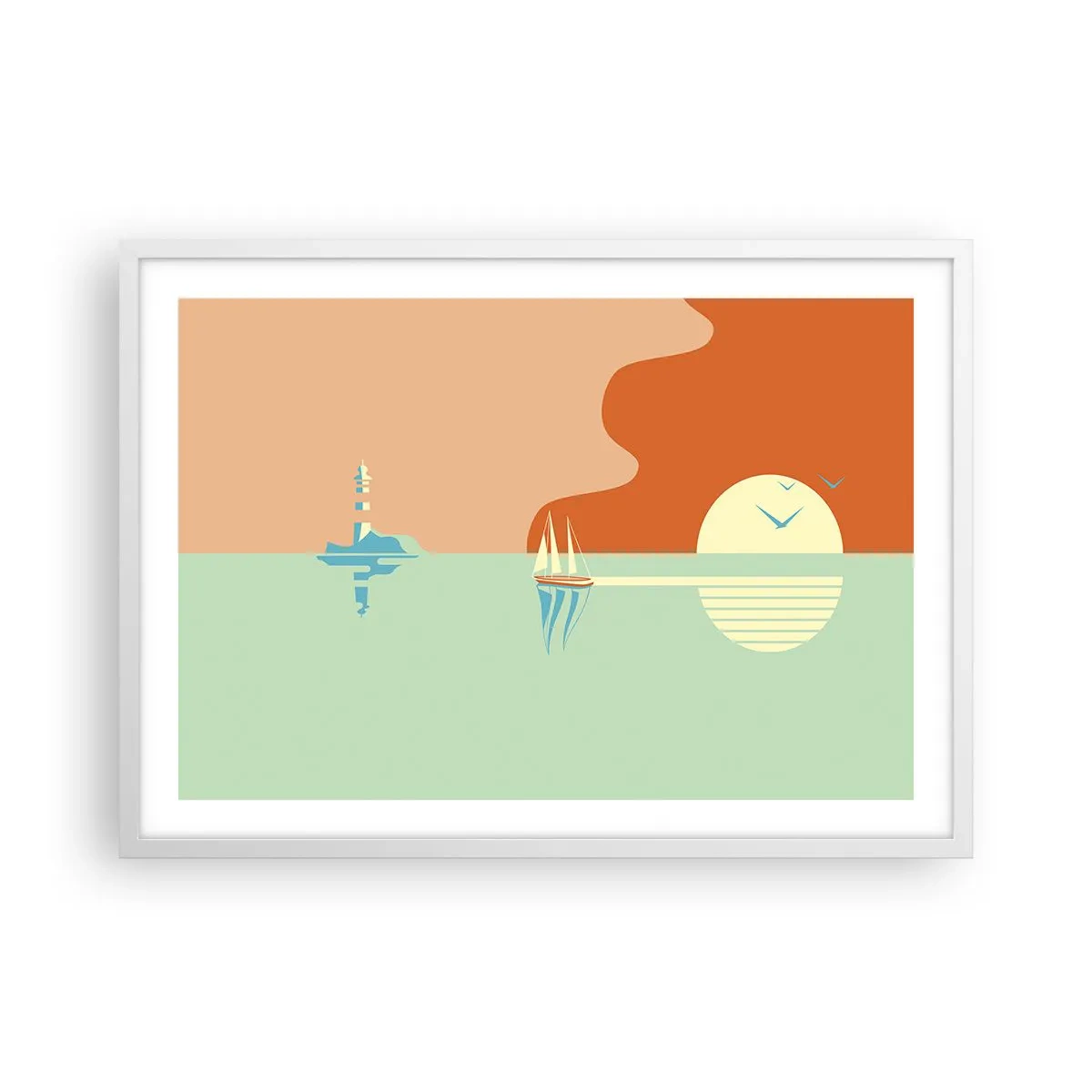 Poster in een witte lijst - Het perfecte zeelandschap - 70x50 cm