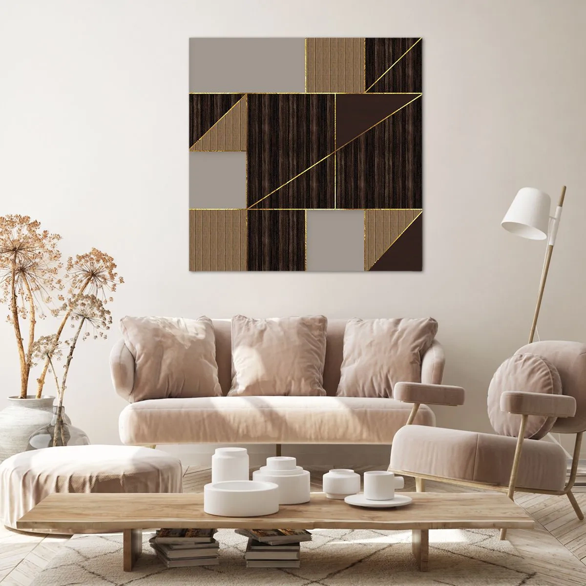 Schilderen op canvas - Een mozaïek van bruin en goud - 70x70 cm