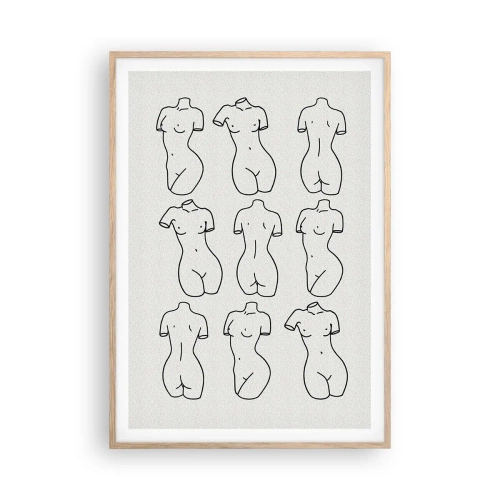 Een poster in een licht eiken lijst - Alleen Venus - 70x100 cm