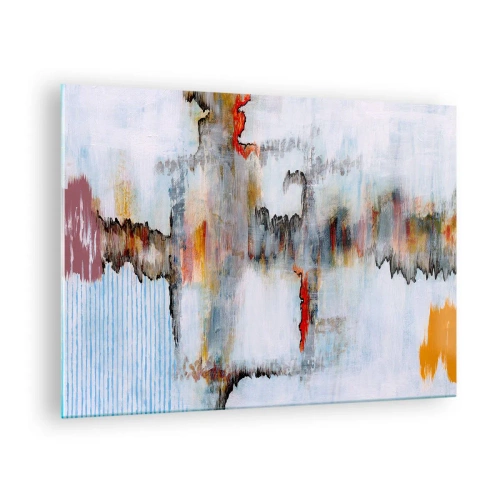 Schilderen op glas - Abstracte compositie met energieke kleuren - 70x50cm - Een stok op het water - Moderne wanddecoratie voor woonkamer en slaapkamer ARTTOR