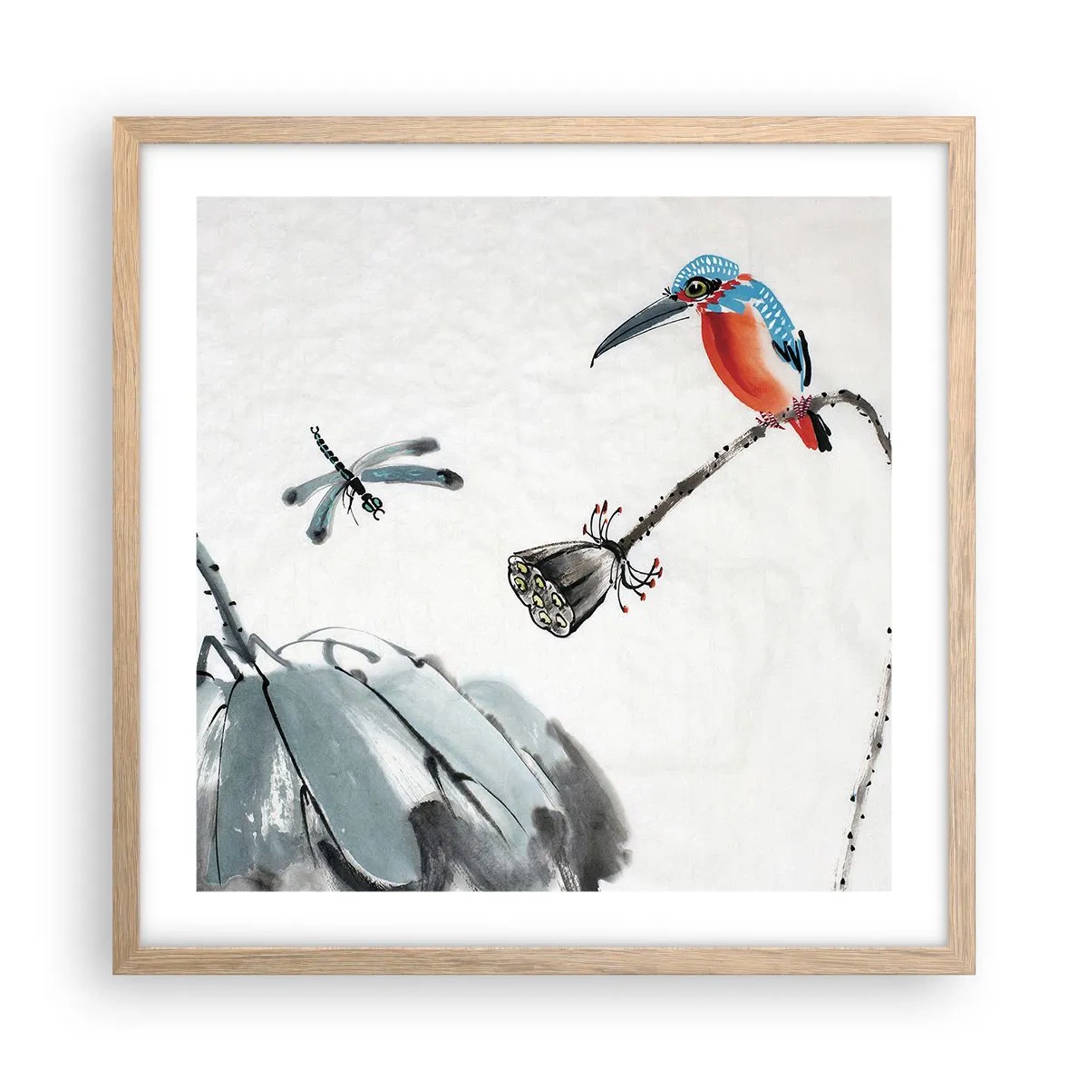Een poster in een licht eiken lijst - Het leven van de weide - 50x50 cm