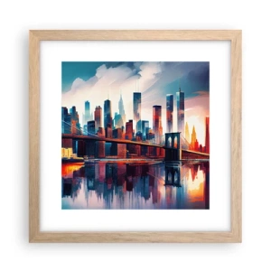 Een poster in een licht eiken lijst - Een droomachtig New York - 30x30 cm
