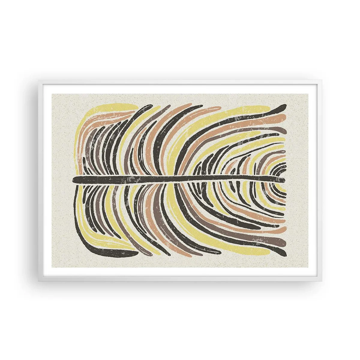 Poster in een witte lijst - Abstractie vol leven - 100x70 cm