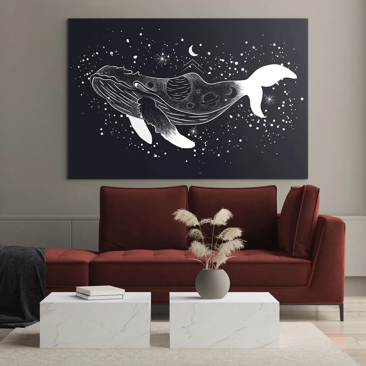 Schilderen op glas - In de oceaan van het universum - 120x80 cm