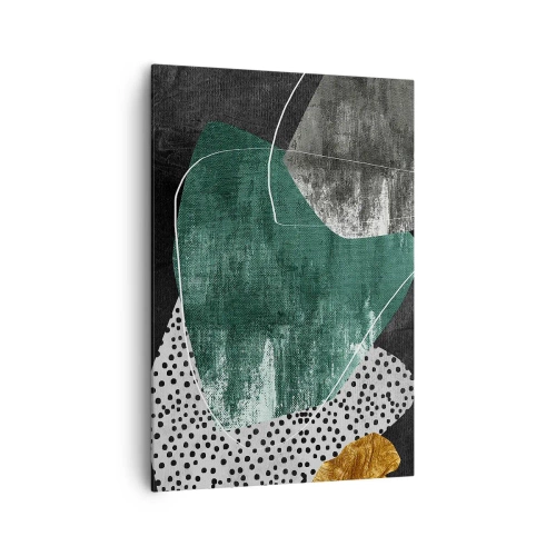 Schilderen op canvas - Kleurrijke abstractie met bladgoud - 70x100 cm