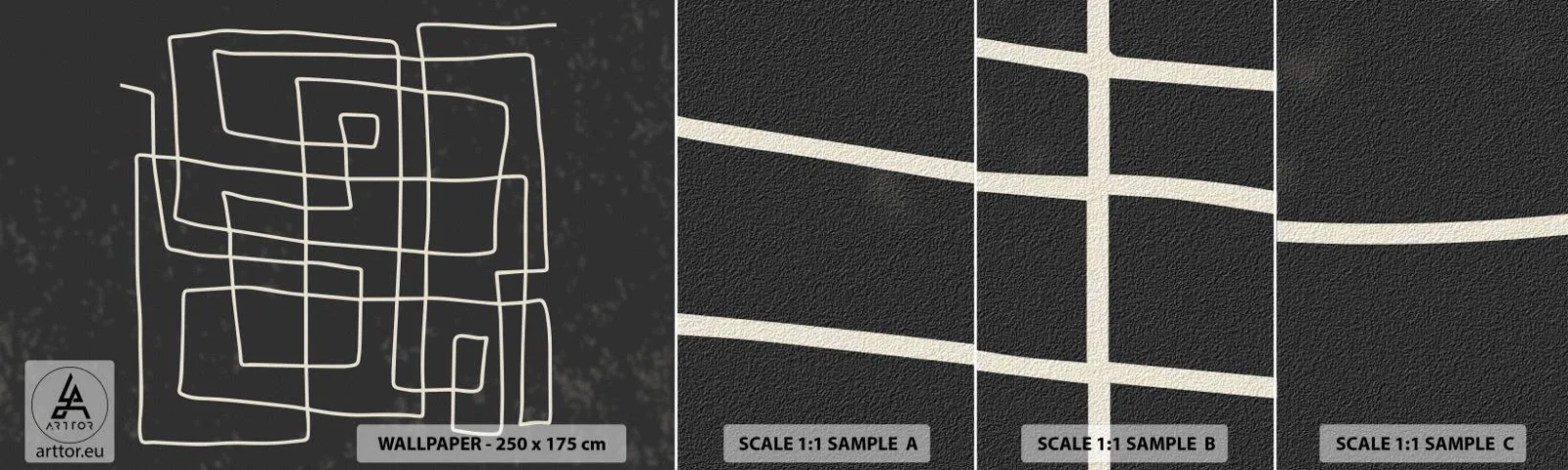 Fotobehang Monster Zelfklevend Deluxe Sticker - Niet zo eenvoudig - Abstractie, Deel, Zwart en wit - 100x30 cm