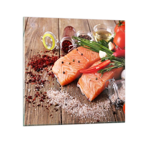 Schilderen op glas - Noors avontuur in de keuken - 50x50 cm