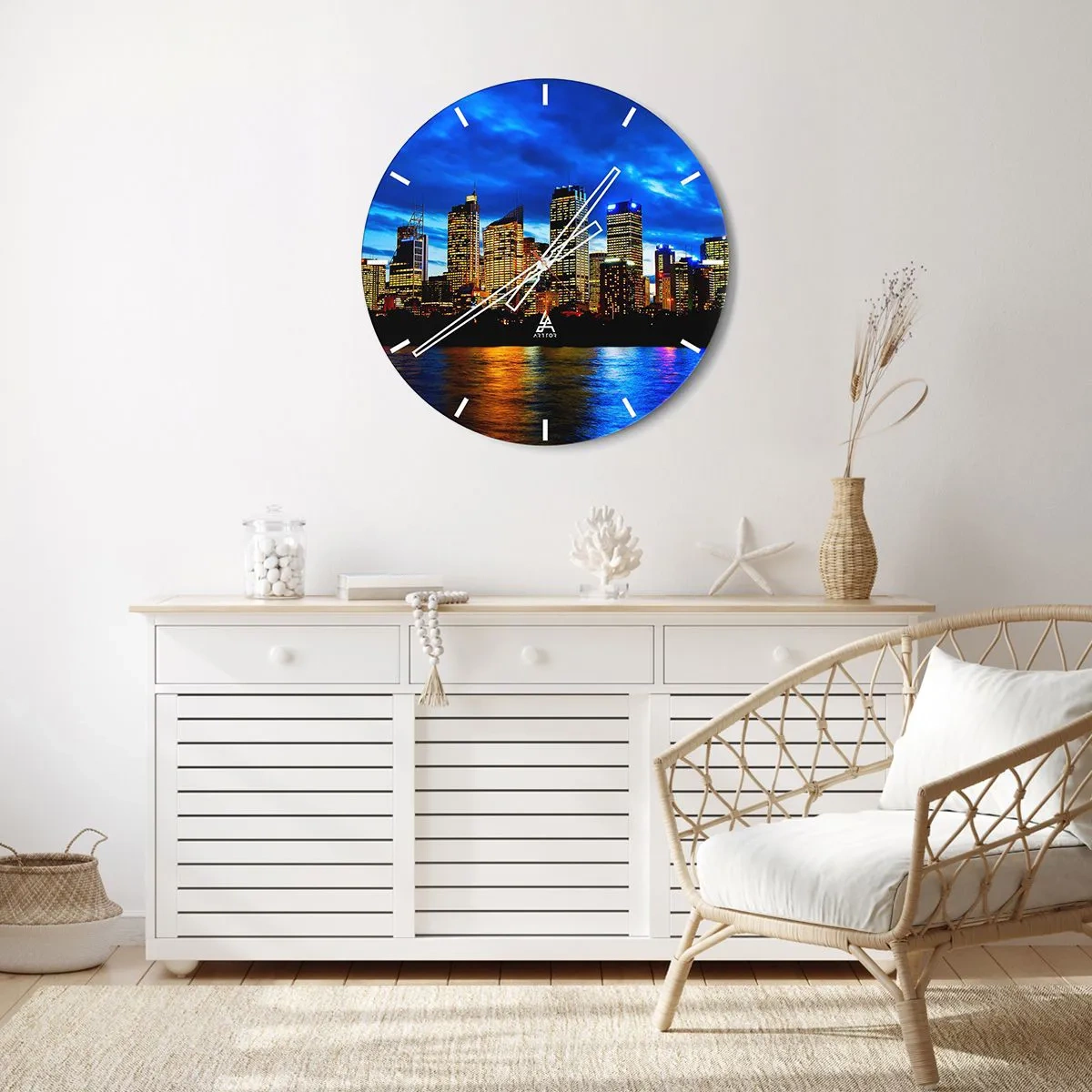 Wandklok - Klok - Een nacht van licht en kleuren - 40x40 cm
