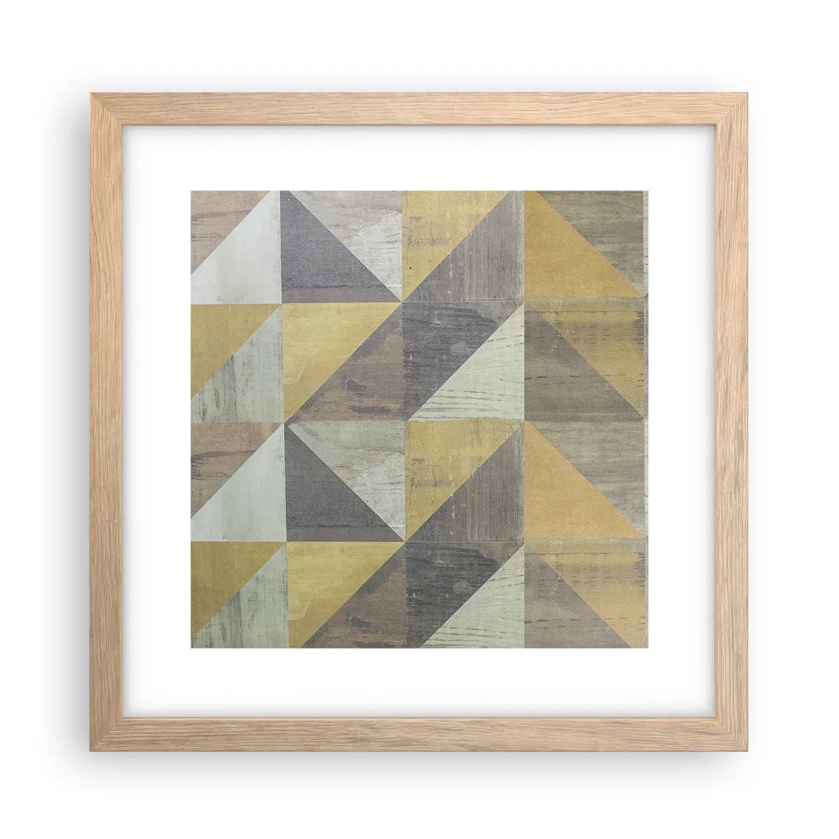 Een poster in een licht eiken lijst - Op de hoek van de driehoek - 30x30 cm