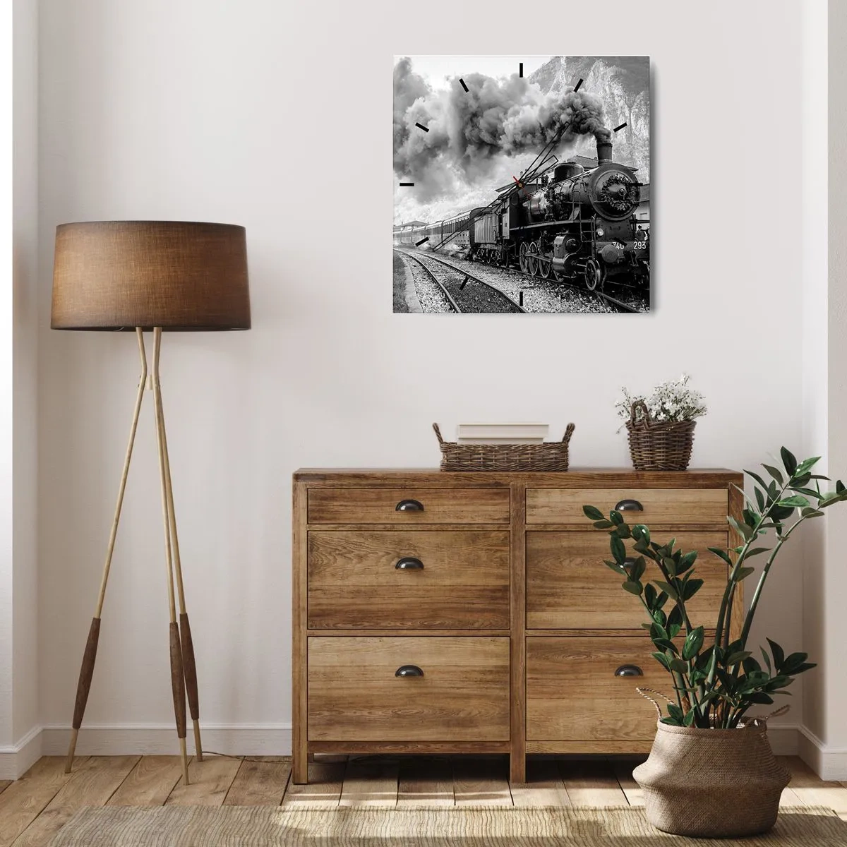 Wandklok - Klok - Staat op het station... - 40x40 cm