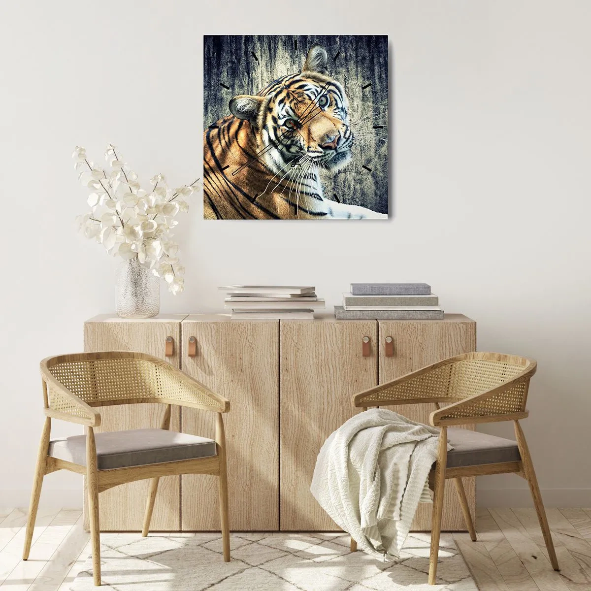 Wandklok - Klok - Portret in stromen van licht - 40x40 cm