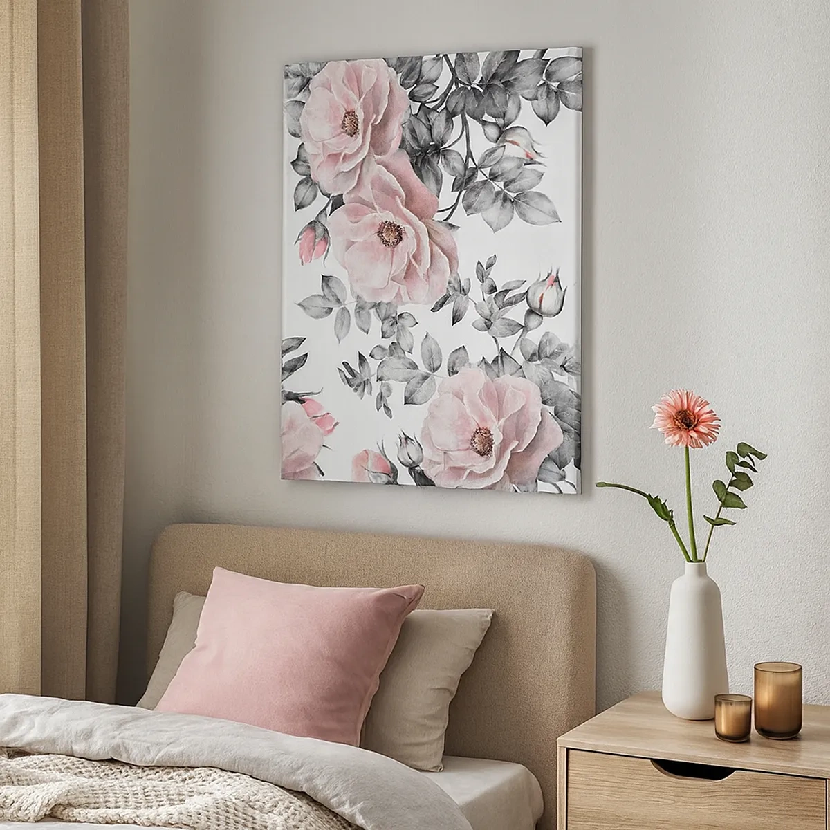 Schilderen op canvas - Verdwalen in de bloemen van de rozen - 50x70 cm