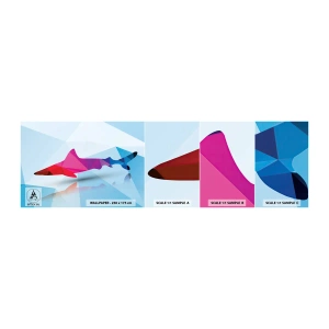 Fotobehang Monster Zelfklevend Deluxe Sticker - Een haai in een kristallen ruimte - Dieren, Haai, Geometrische figuur - 100x30 cm