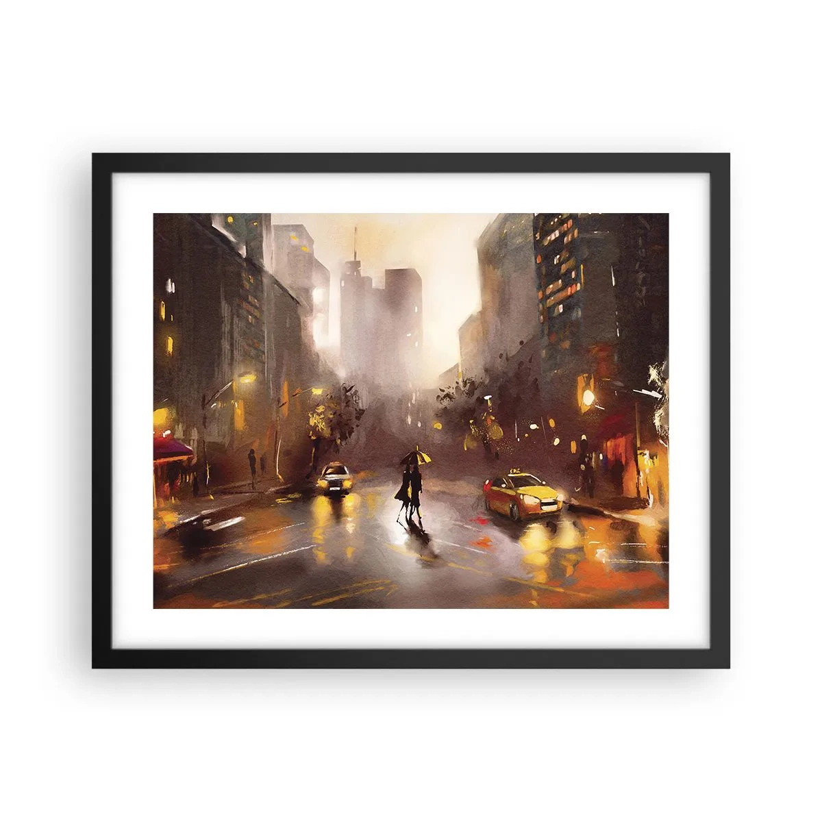Poster in een zwarte lijst - In de lichten van New York - 50x40 cm