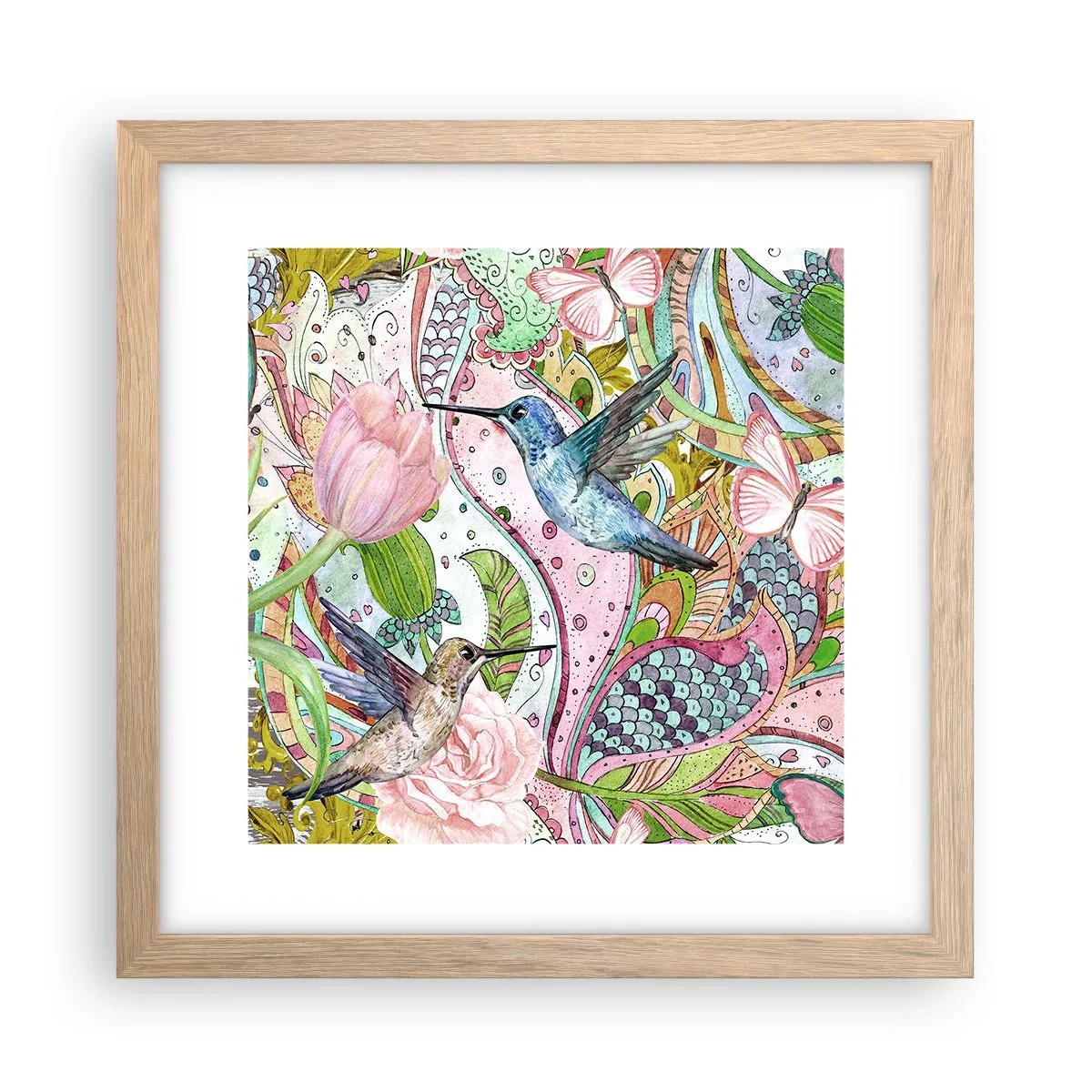 Een poster in een licht eiken lijst - Verstrikt in wijnstokken - 30x30 cm