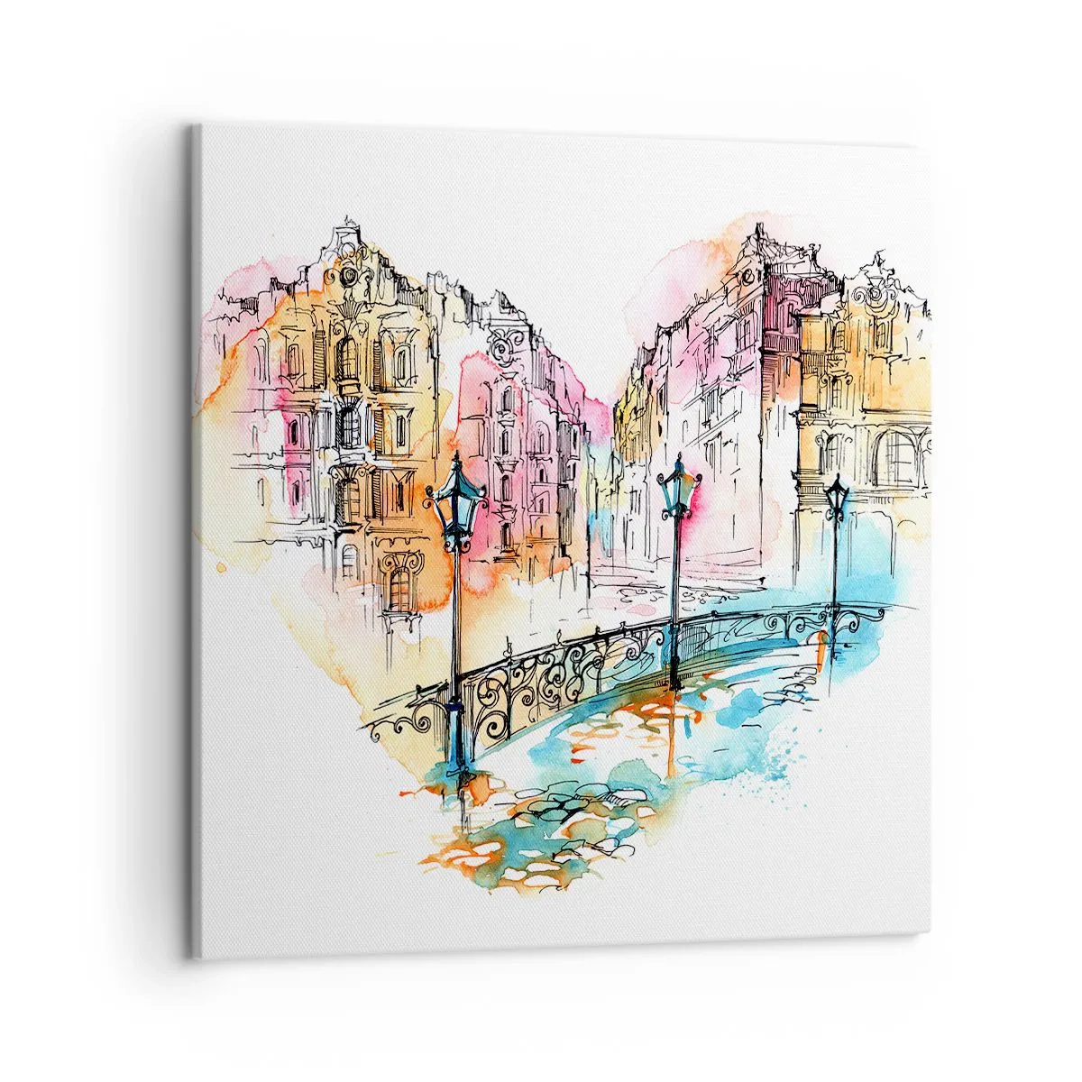 Schilderen op canvas - Het hart van de stad - 50x50 cm