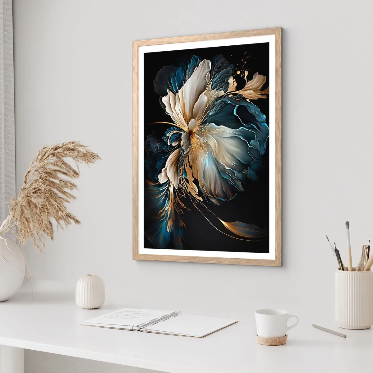 Een poster in een licht eiken lijst - Sprookjesachtige varenbloem - 50x70 cm
