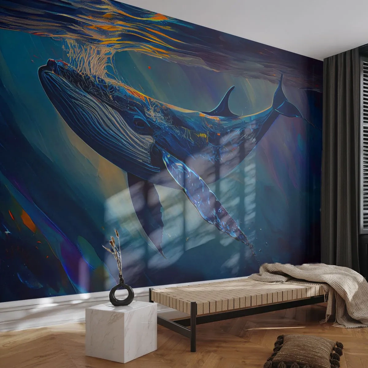 Zelfklevend Fotobehang Deluxe Sticker - Welkom in mijn wereld - Walvis, Oceaan, Onderwater - 450x315 cm