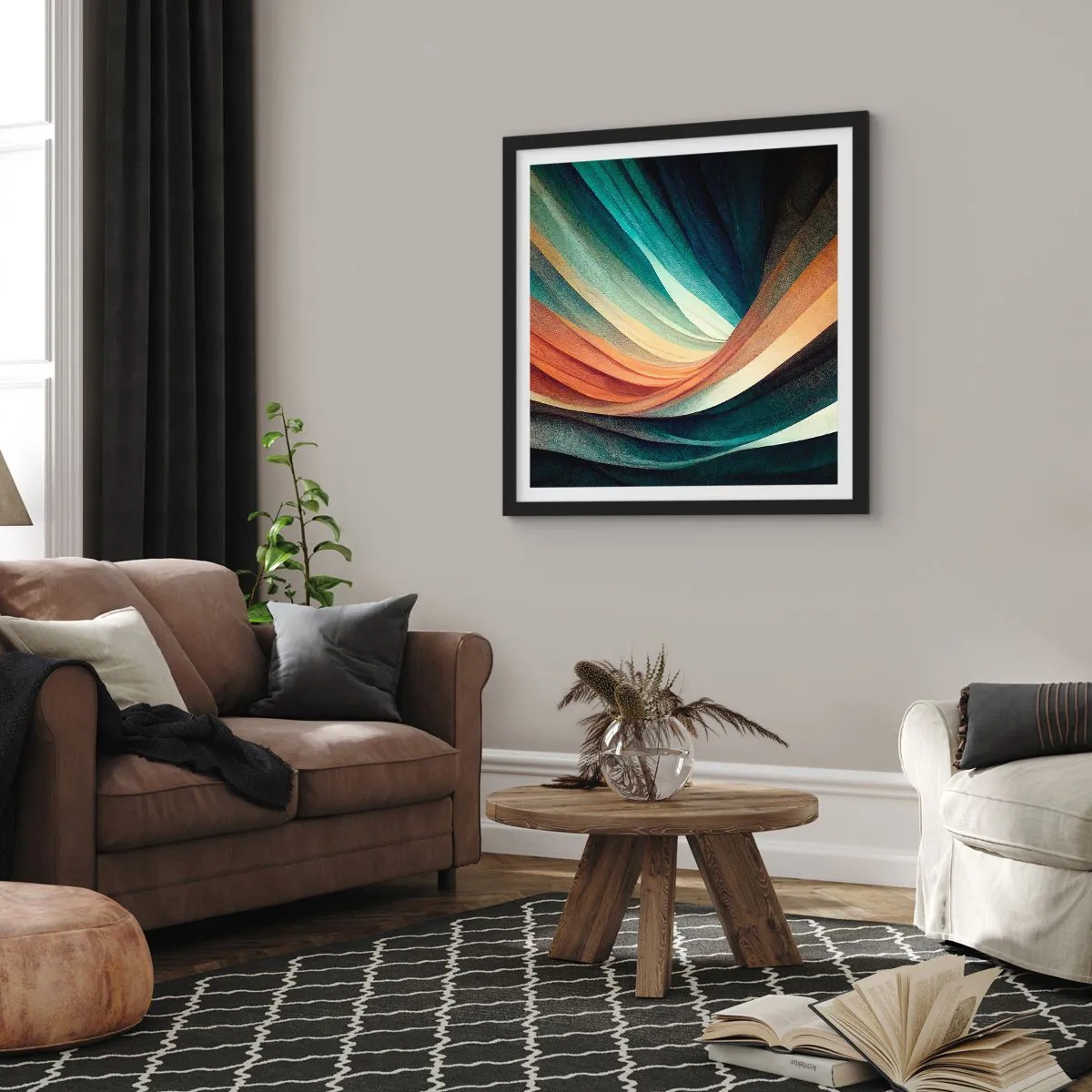 Poster in een zwarte lijst - Geweven uit kleuren - 40x40 cm