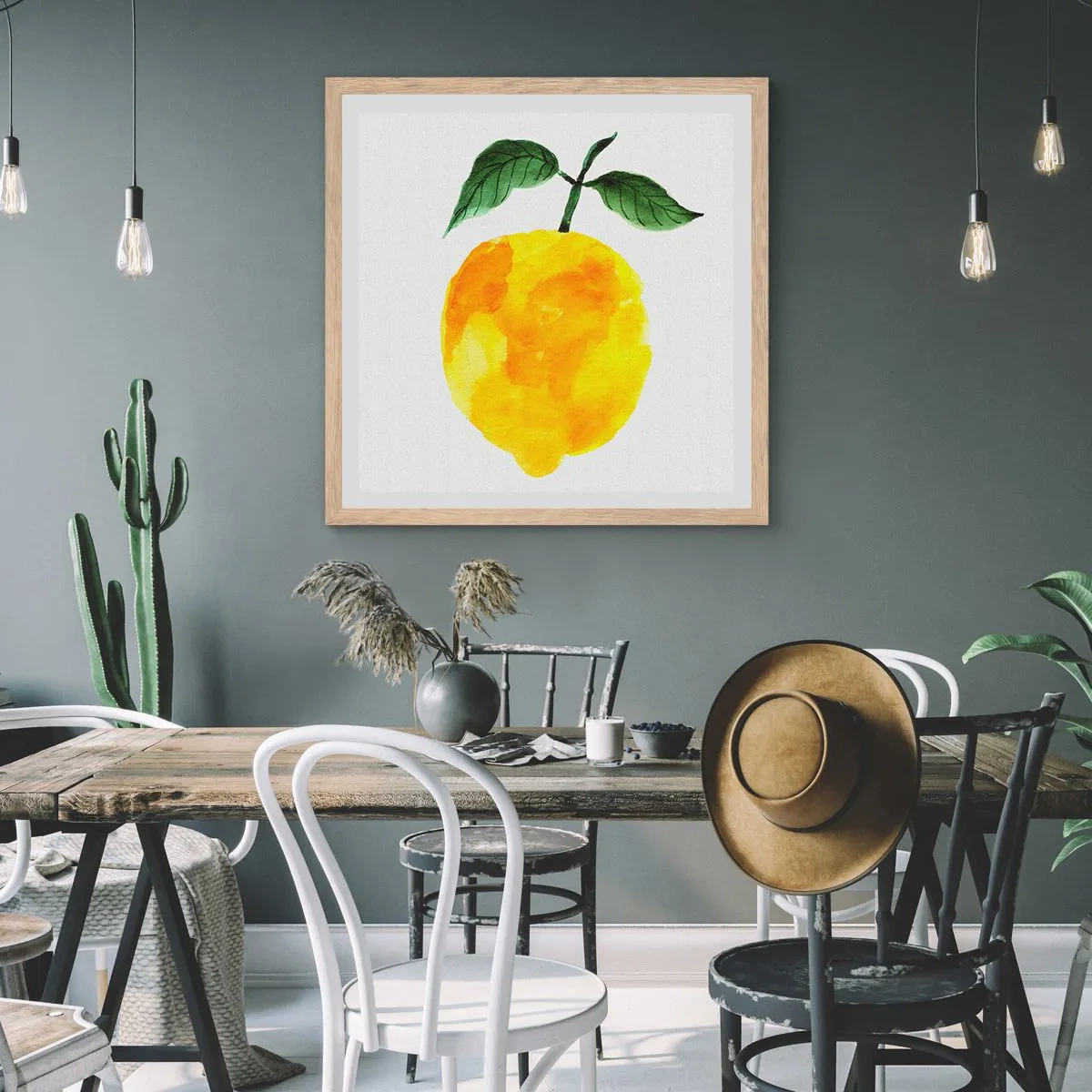 Een poster in een licht eiken lijst - Hoe proef je de zon? - 50x50 cm