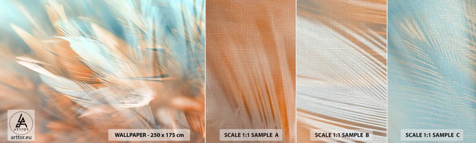 Fotobehang Monster Premium Canvas - In het land van zachtheid - Delicaat, Veren, Minimalisme - 100x30 cm